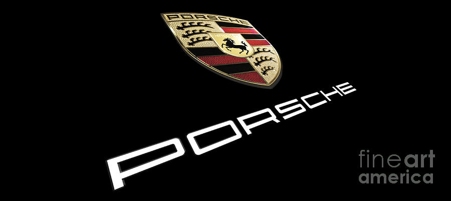 High Res Quality Porsche Logo - Angled Hood Badge Isolated Photograph by Stefano Senise