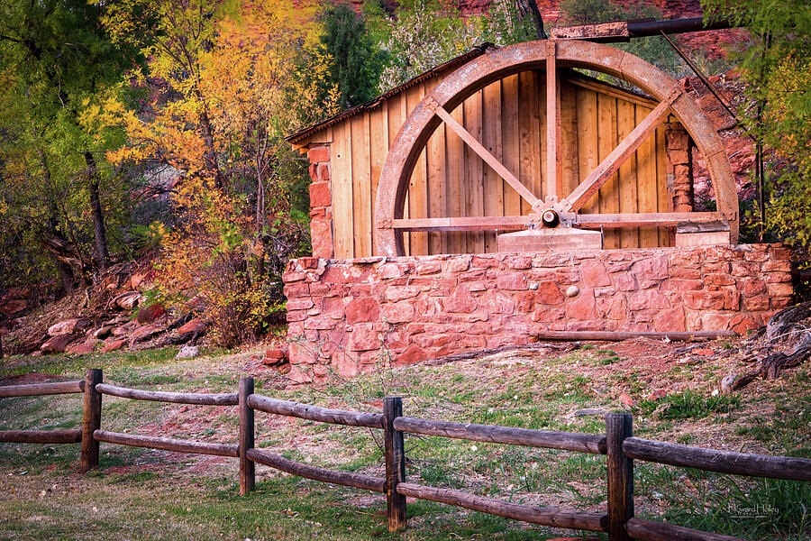 Historic Rustic Water Wheel Structure Photograph - Historic Rustic Water Wheel Structure by Howard Holley