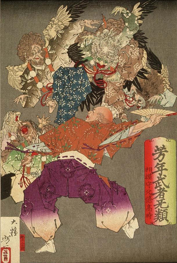 Hojo Takatoki Lord of Sagami Warding Off Tengu with His Fan Yoshitoshi ...
