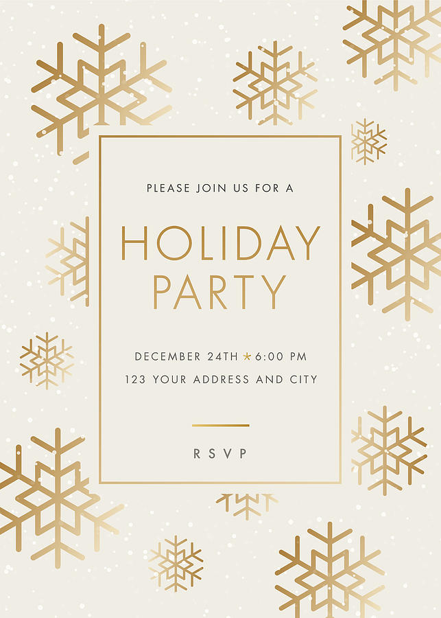 Holiday Party invitation with Snowflake. Drawing by Discan