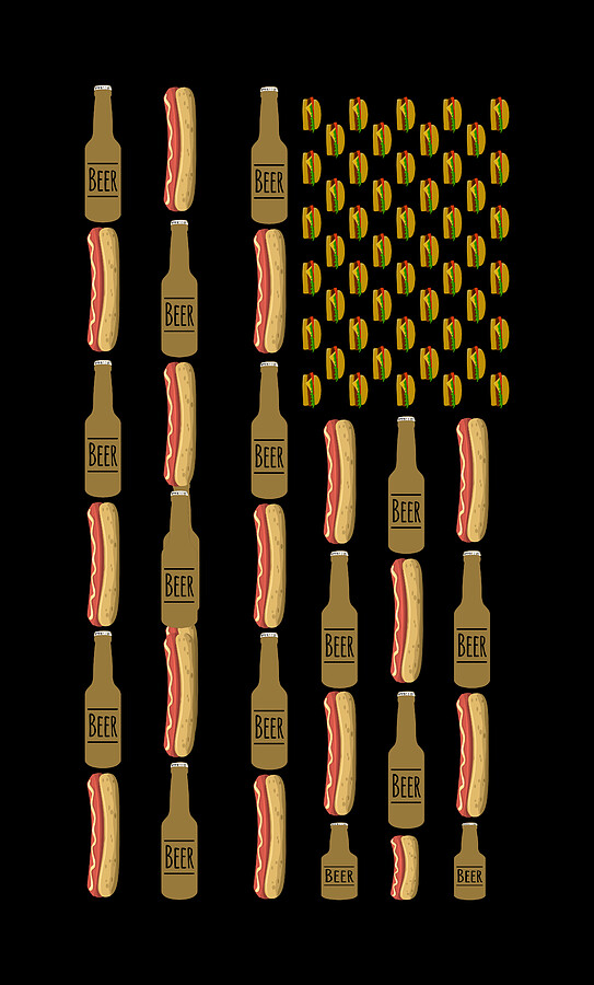 Hot Dogs Beer Flag 4th of July Digital Art by Flippin Sweet Gear