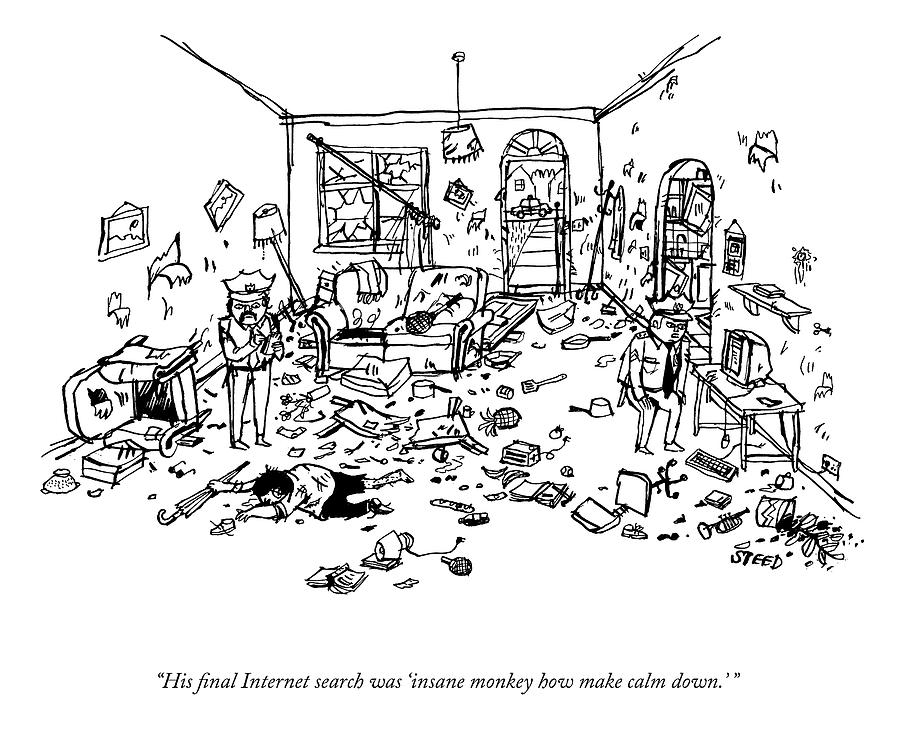 Chaotic Living Room with Monkey Drawing - How Make Calm Down by Edward Steed