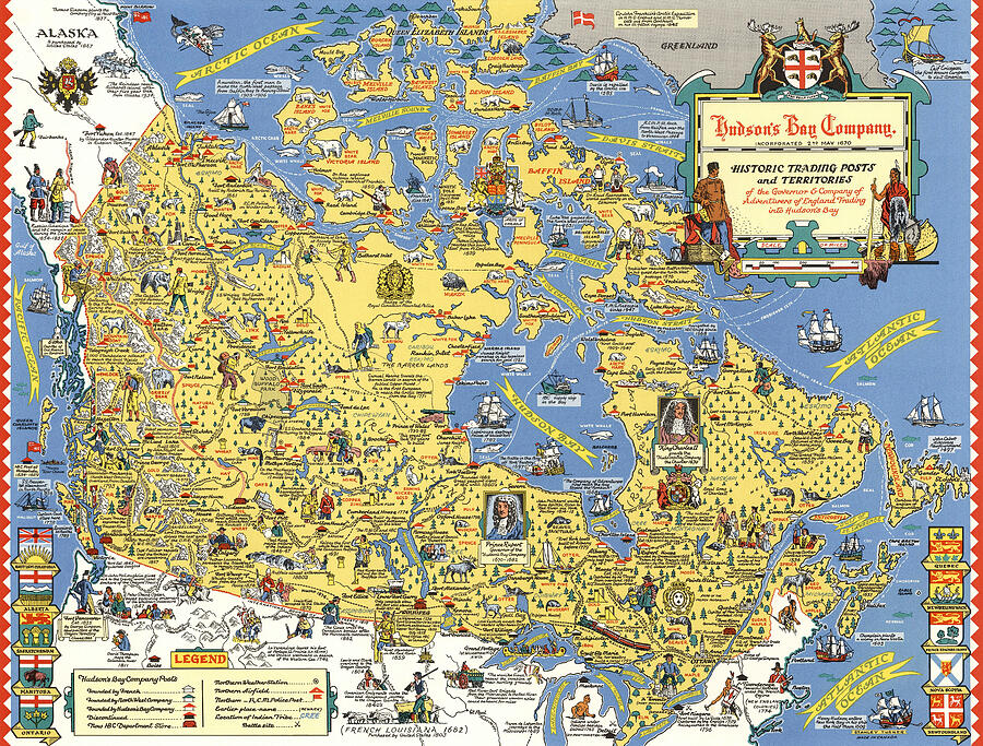 Hudson's Bay Company - Historic trading posts - Vintage pictorial map ...