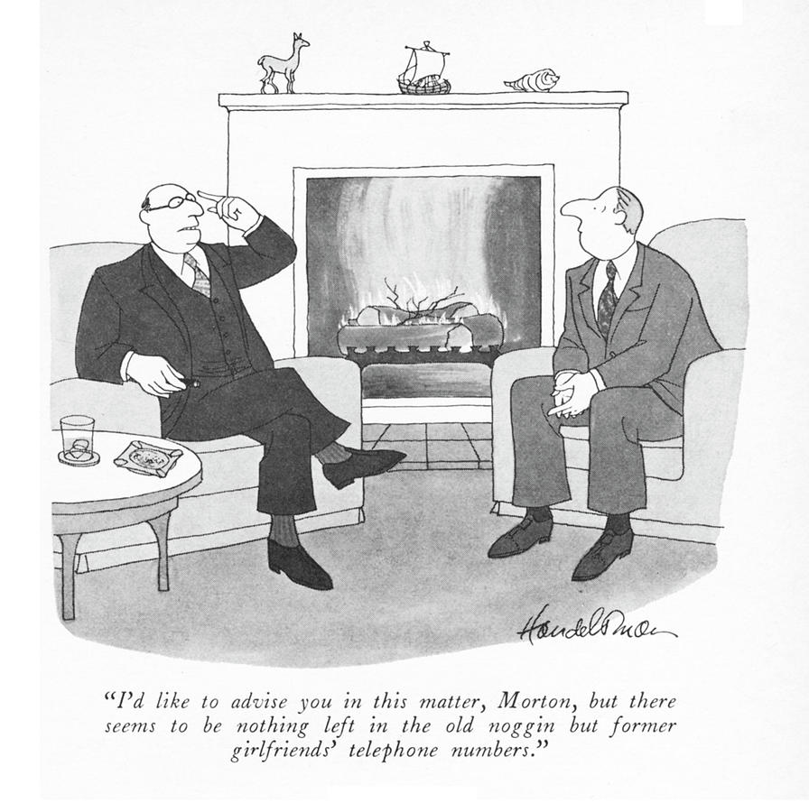 Conversation by the Fireplace Drawing - Id Like To Advise You In This Matter by JB Handelsman