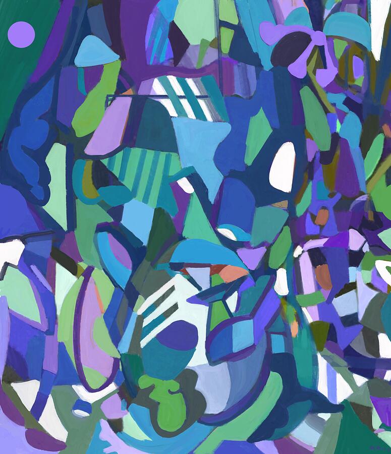 Vibrant Abstract Shapes Painting - In the Mood by Sonja Kraft