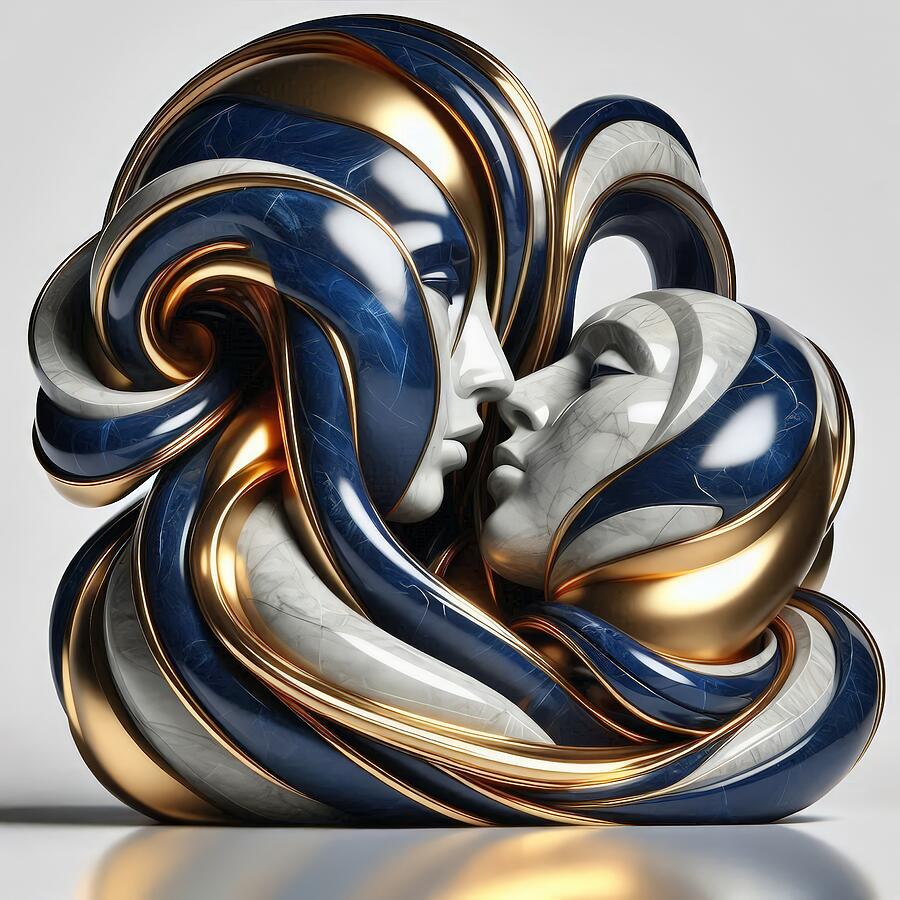 Intertwined Metallic Faces Digital Art - Intertwined Metallic Faces by David Manlove