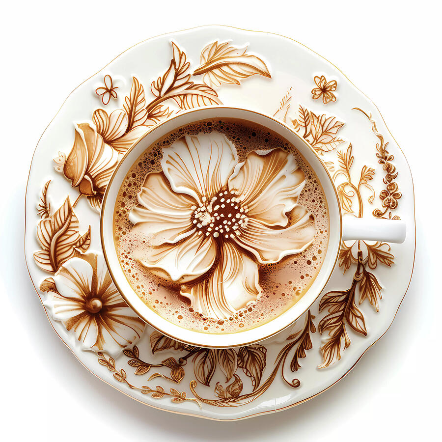 Intricate_coffee_art_as_flowers_white_background_1 Digital Art by Andre Petrov