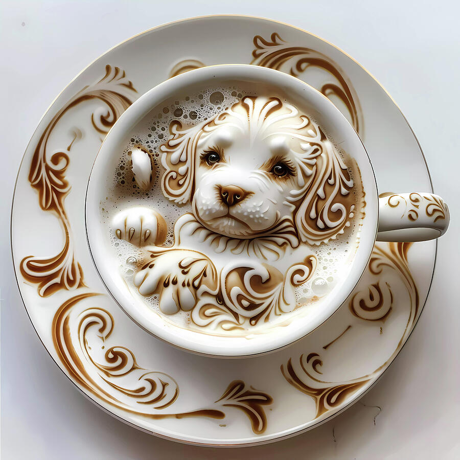 Intricate_coffee_art_as_puppy_white_background_2 Digital Art by Andre Petrov