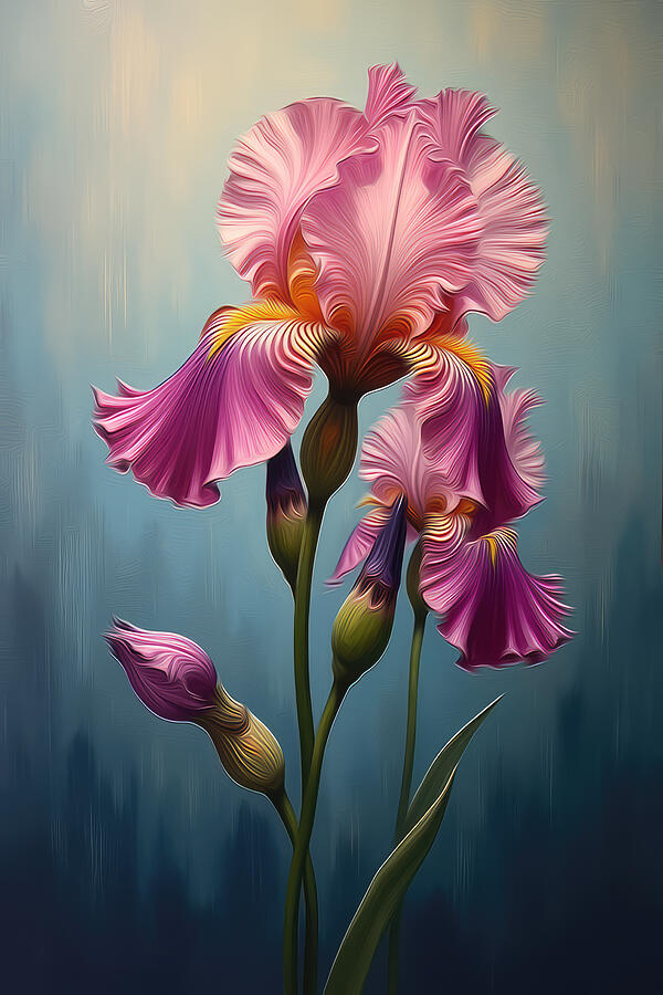 Iris Wall Art Floral Oil Painting Digital Art by Nature Oil Painting