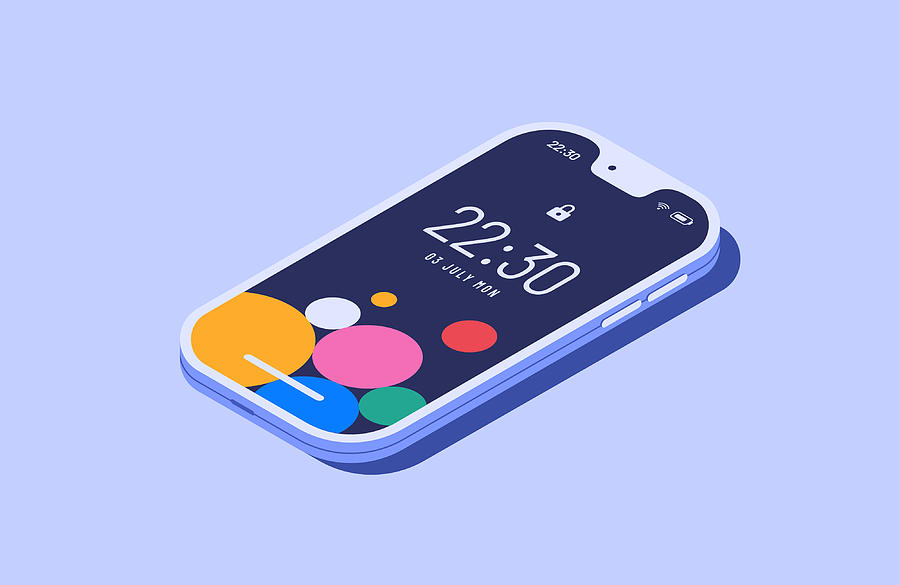 Isometric smartphone vector illustration. Drawing by Muharrem huner