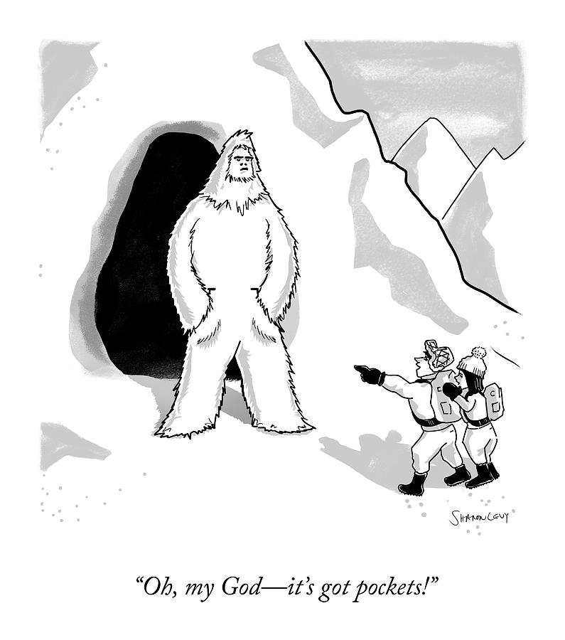 Adventurers Spot Yeti with Pockets Drawing - Its Got Pockets by Sharon Levy