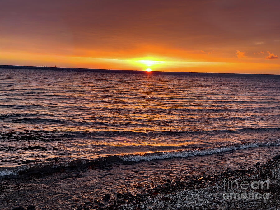 Sunset Over Serene Ocean Waves Photograph - January Sunrise over Seneca Lake by William Norton