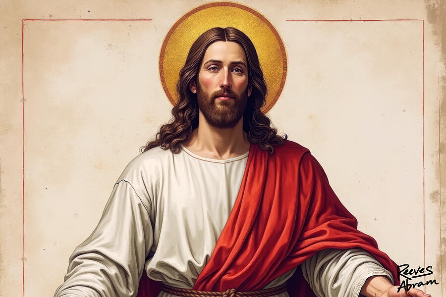 Jesus and Golden Halo Digital Art by Reeves Abram - Pastor Reeves Studio - Metal Posters