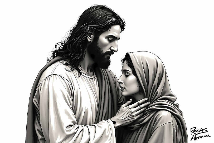 Jesus and Mary Magdalene Resurrection Digital Art by Reeves Abram - Pastor Reeves Studio - Metal Posters