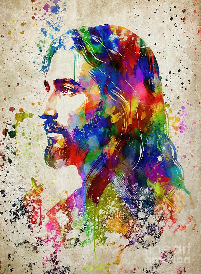 Jesus Christ Color Splash Digital Art by Aged Pixel - Metal Posters