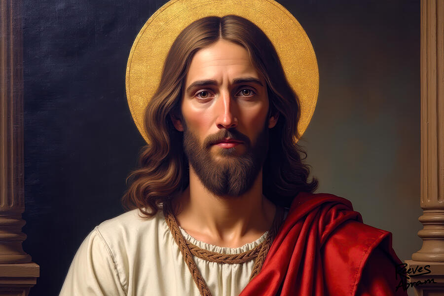 Jesus Christ with Golden Halo Digital Art by Reeves Abram - Pastor Reeves Studio - Metal Posters