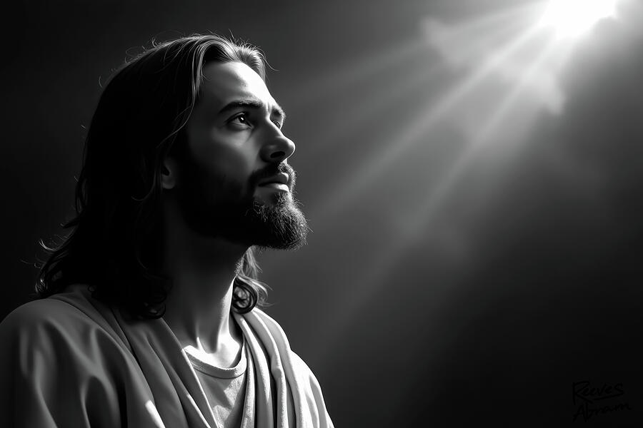 Jesus Gazing Toward the Father Digital Art by Reeves Abram - Pastor Reeves Studio - Metal Posters