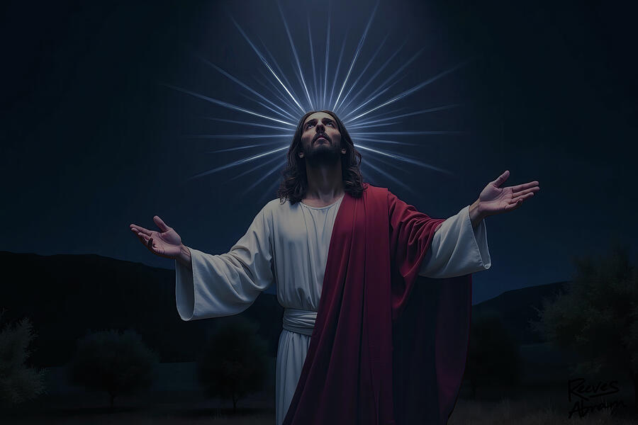 Jesus Praying in Gethsemane Digital Art by Reeves Abram - Pastor Reeves Studio - Metal Posters