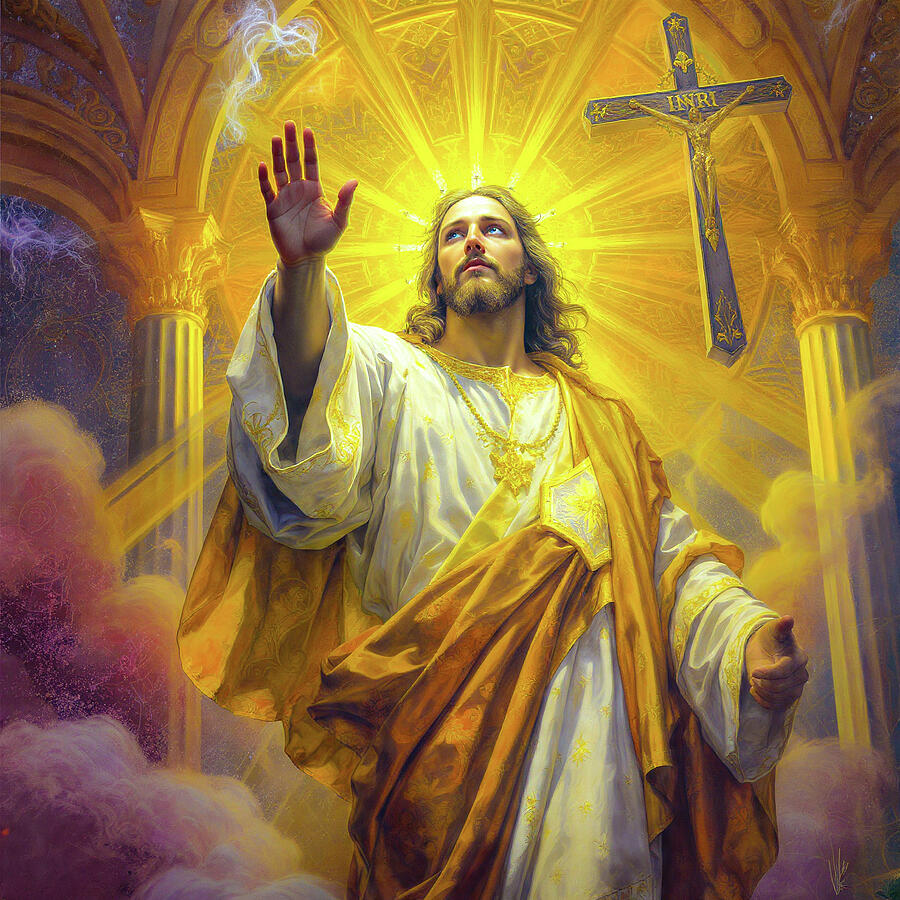 Jesus Radiant with Light Mixed Media by Brian Stevens - Metal Posters