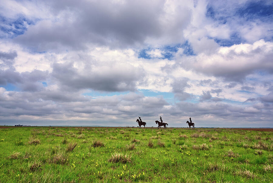 Native Americans In Kansas Jim's Indians Landmark - Sculptures of Native Americans on Horseback in ...