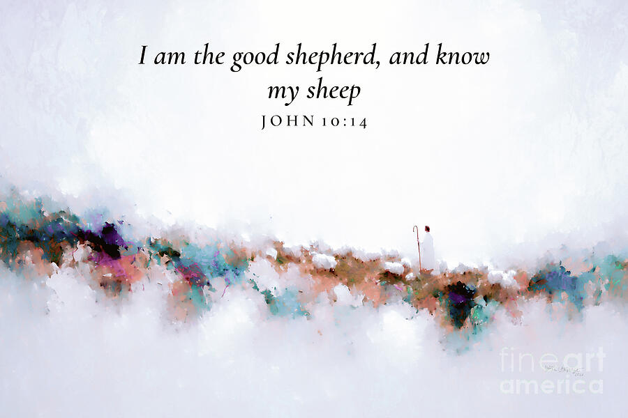 John 10 14 Bible Verse Wall Art, I Am The Good Shepherd Painting by Mark Lawrence