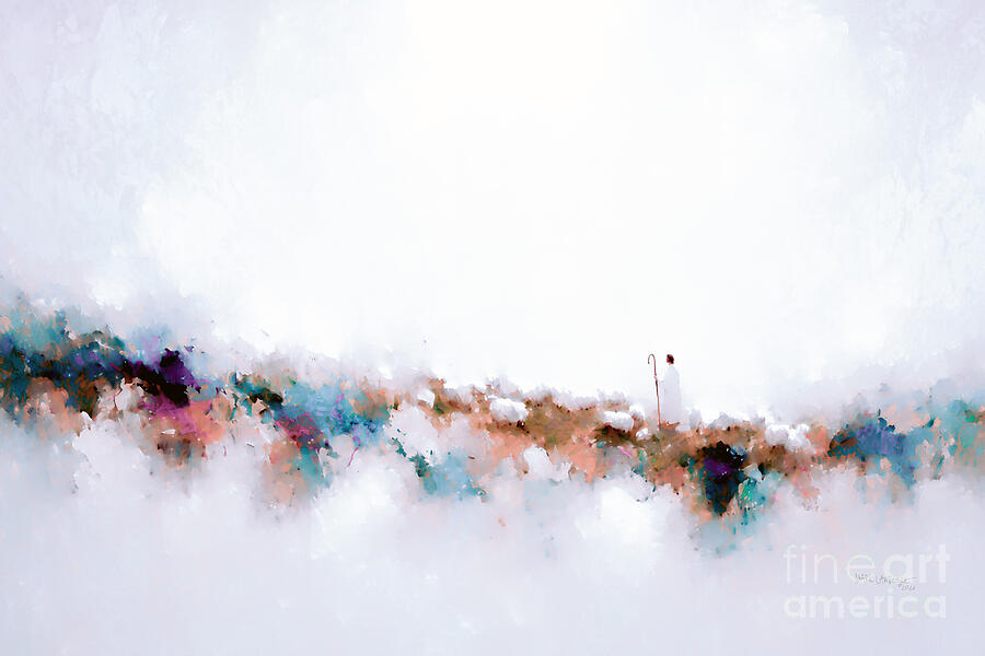 Serene Winter Landscape Painting - John 10 14. I Am The Good Shepherd. I Know My Sheep Christian Wall Art by Mark Lawrence