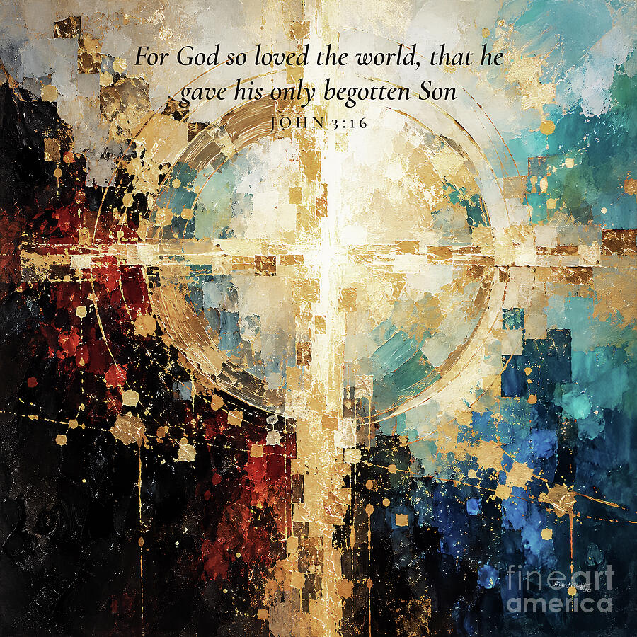 John 3 16 Bible Verse Wall Art, For God So Loved The World Painting by Mark Lawrence