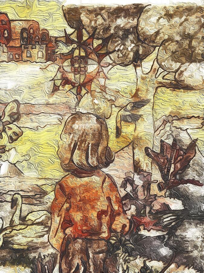Joshita from Behind in Psychidelic Portraiture Mixed Media by Bencasso B