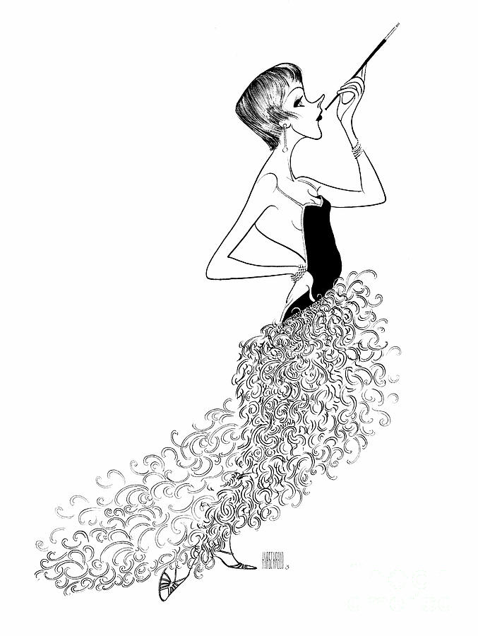 Julie Andrews with Cigarette Holder from Star Drawing by Al Hirschfeld