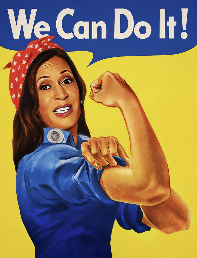 Kamala Harris as Rosie the Riveter on the We Can Do It famous WW2 poster Digital Art by Nicko Prints