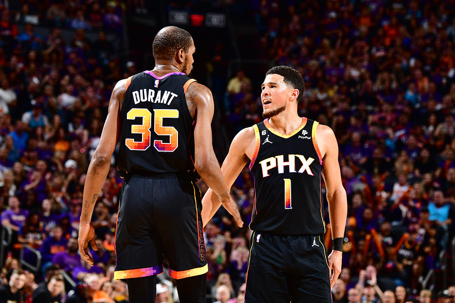 Kevin Durant and Devin Booker by Barry Gossage