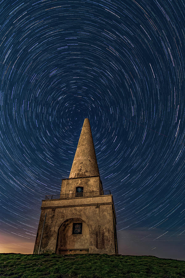 Killiney Hill Obelisk Star Trails, Dublin, Ireland Photograph by Adrian Hendroff