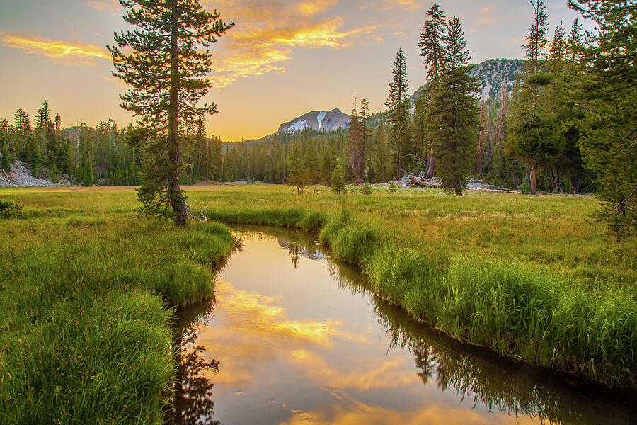 Sunset at Kings Creek Lassen Photograph - Kings Creek Sunset - Lassen Volcanic National Park by Mike Lee