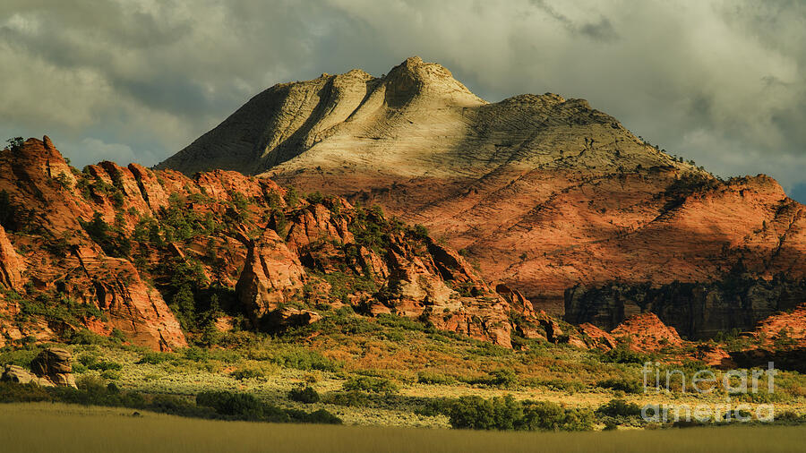 Majestic Desert Mountains at Sunset Photograph - Kolob Crowned in Light by Dodie Ross