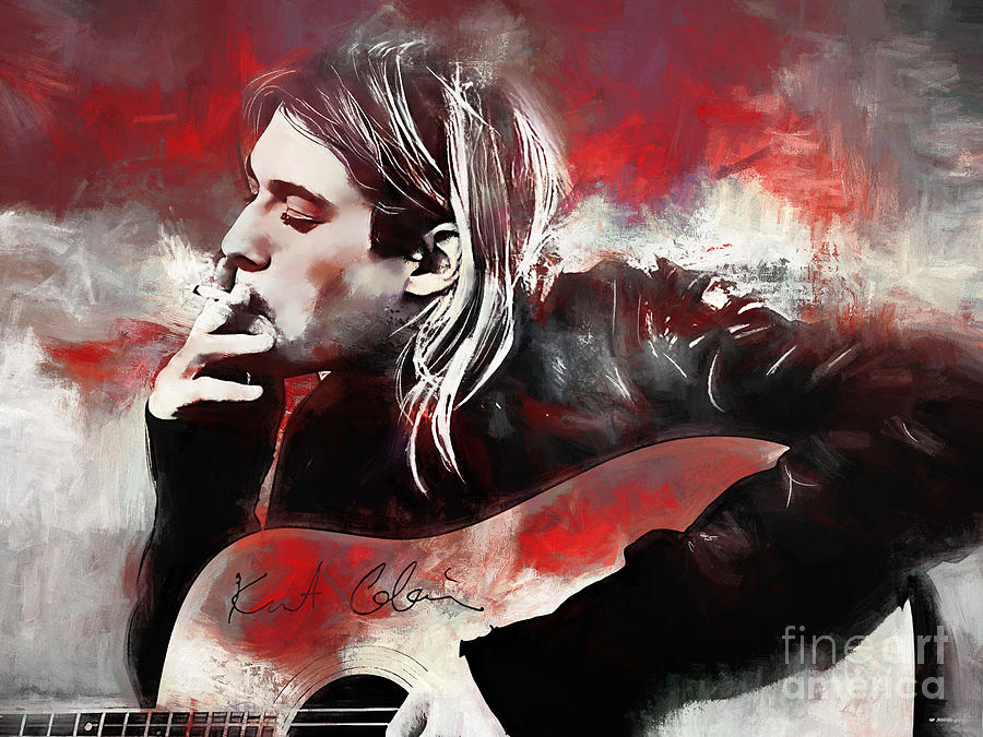 Kurt Donald Cobain Nirvana 1 Painting by Gull G - Metal Posters