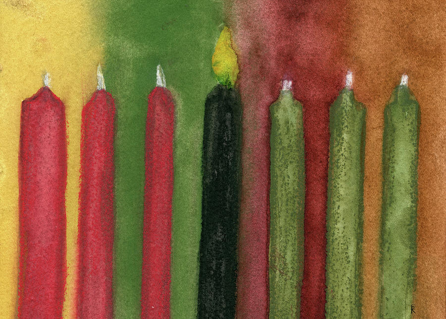Kwanzaa Candles Mixed Media by Elizabeth Reich