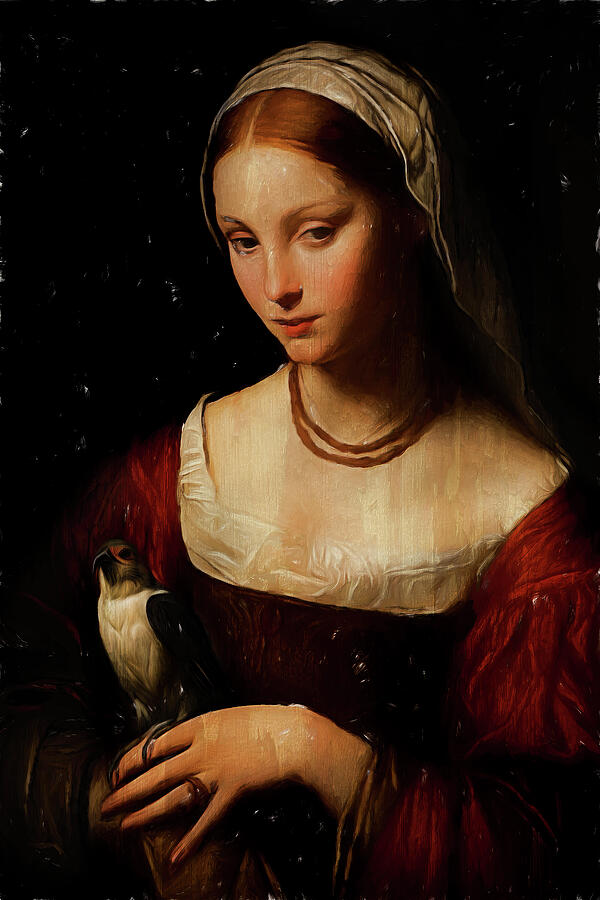 Woman Holding a Small Bird Digital Art - La Donna Velata Digital Painting by Nature Oil Painting