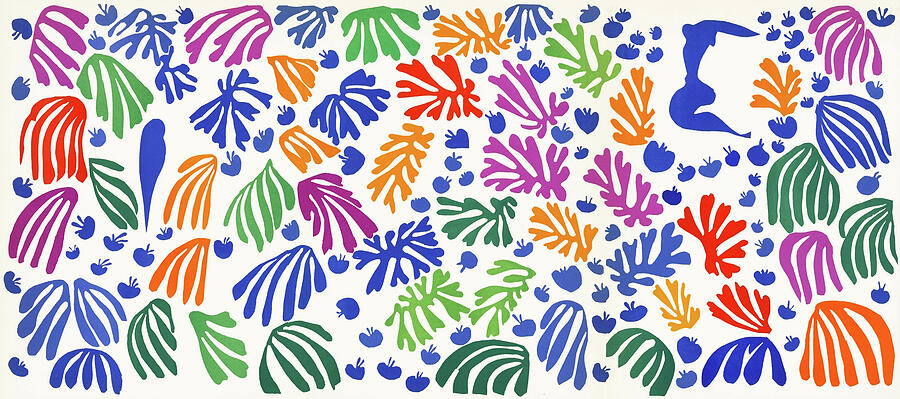 La perruche et la sirene - The Parakeet and the Mermaid - Cut-out collage by Henri Matisse Painting by Henri E B Matisse