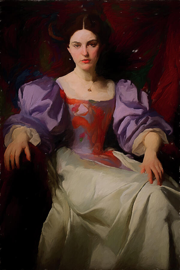 Woman in Purple and White Dress Digital Art - Lady Agnew of Lochnaw painting by Nature Oil Painting