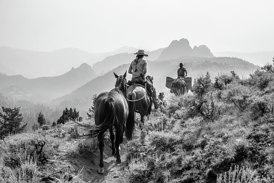 Riders in a Mountain Landscape Photograph - Lady Packers by Alden White Ballard