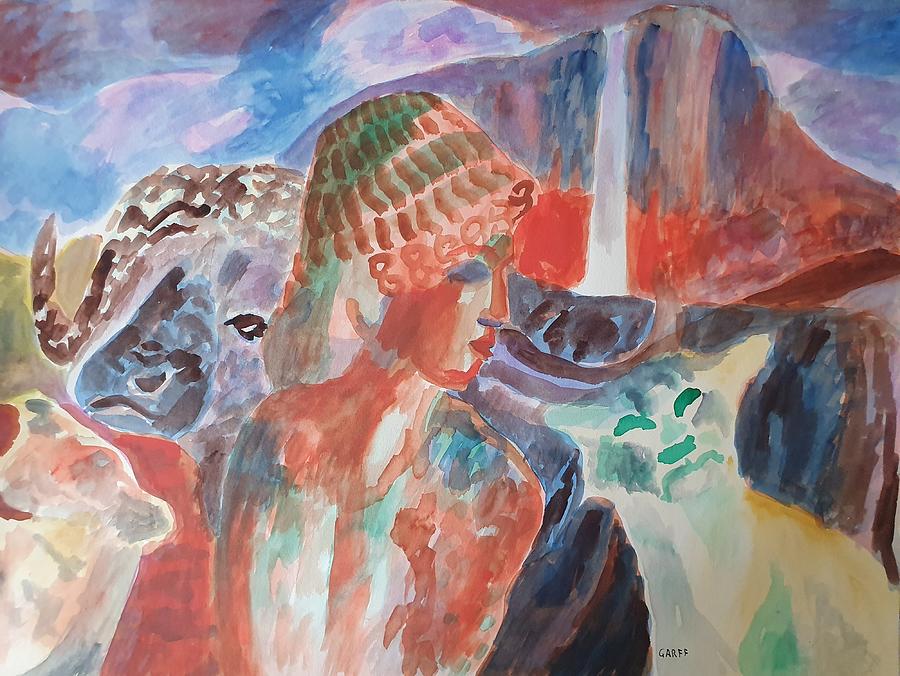 Lady with Wildlife Painting by Enrico Garff