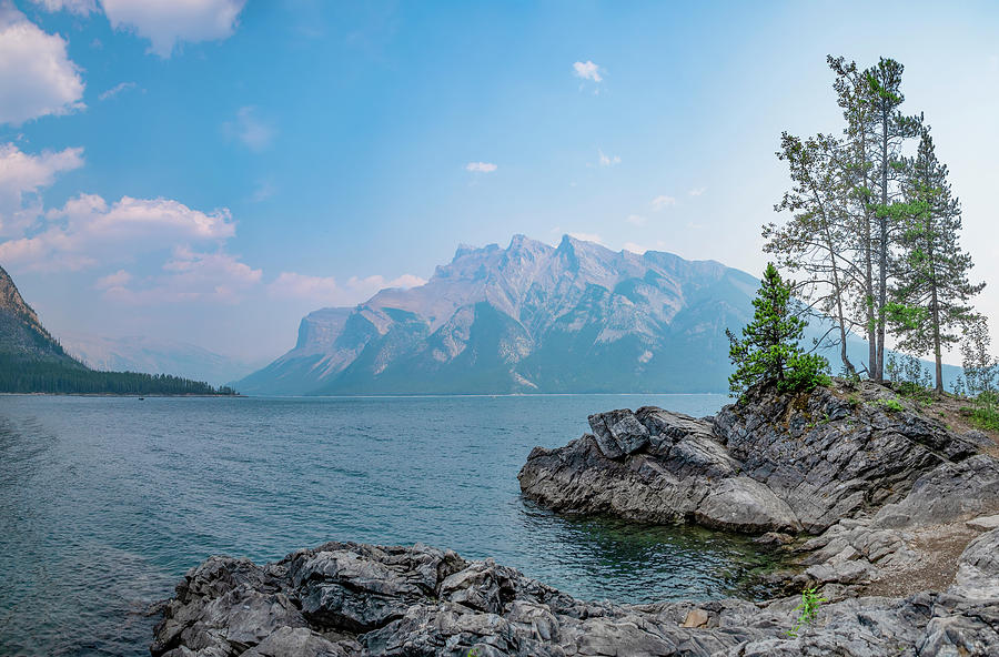 Lake Minnewanka from the Rocky Shore 2 Photograph by John Twynam