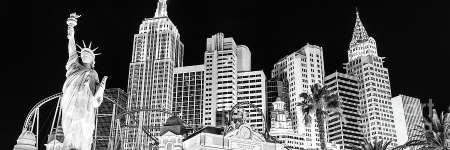 Las Vegas New York New York Black and White Panorama Photo Photograph by Paul Velgos