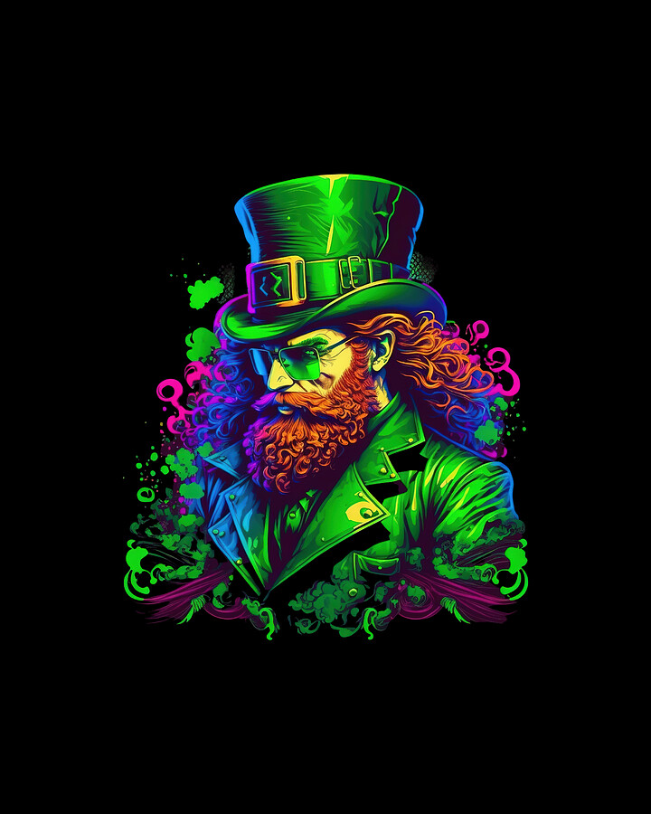 Leprechaun St Patricks Day Retro Abstract Digital Art by Flippin Sweet Gear