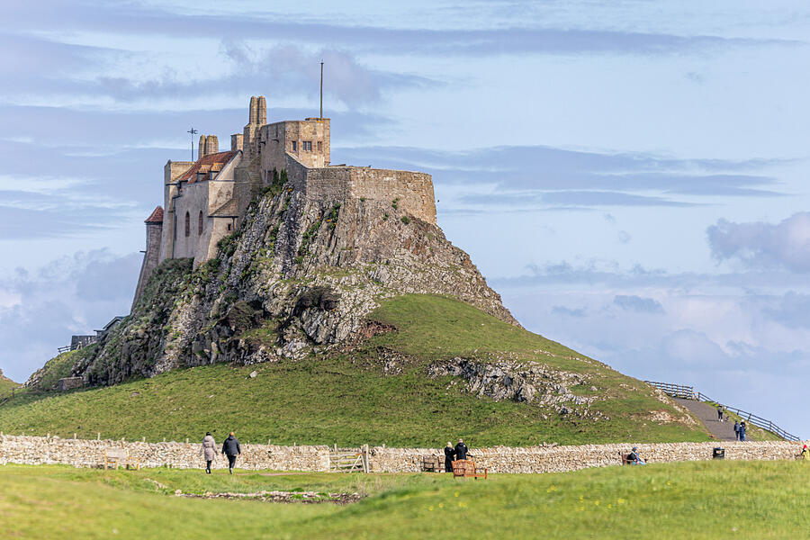 Majestic Castle on Rocky Hilltop Photograph - Lindisfarne Castle #2 by Shirley Mitchell