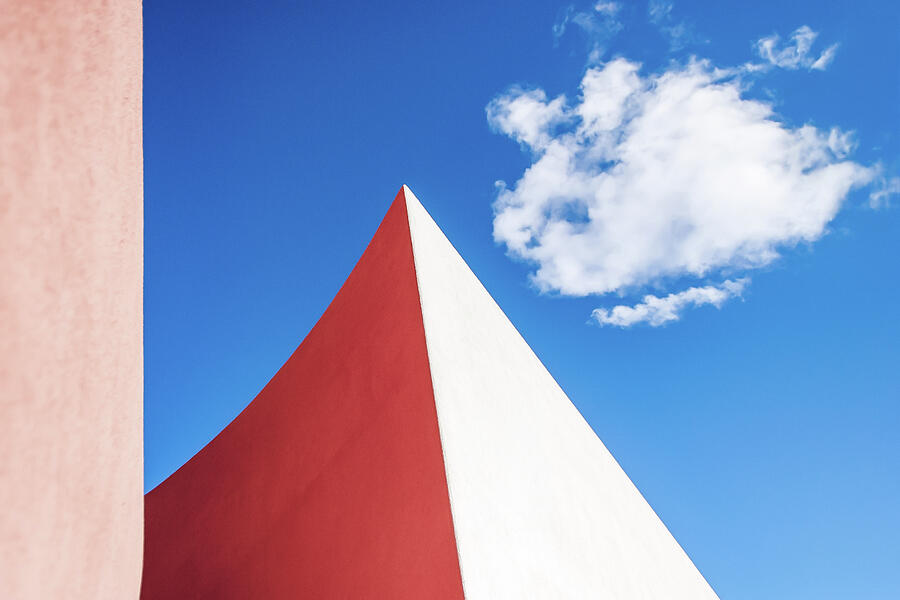 Modern Architectural Design Against Blue Sky Photograph - Lines and Clouds by Howard Holley