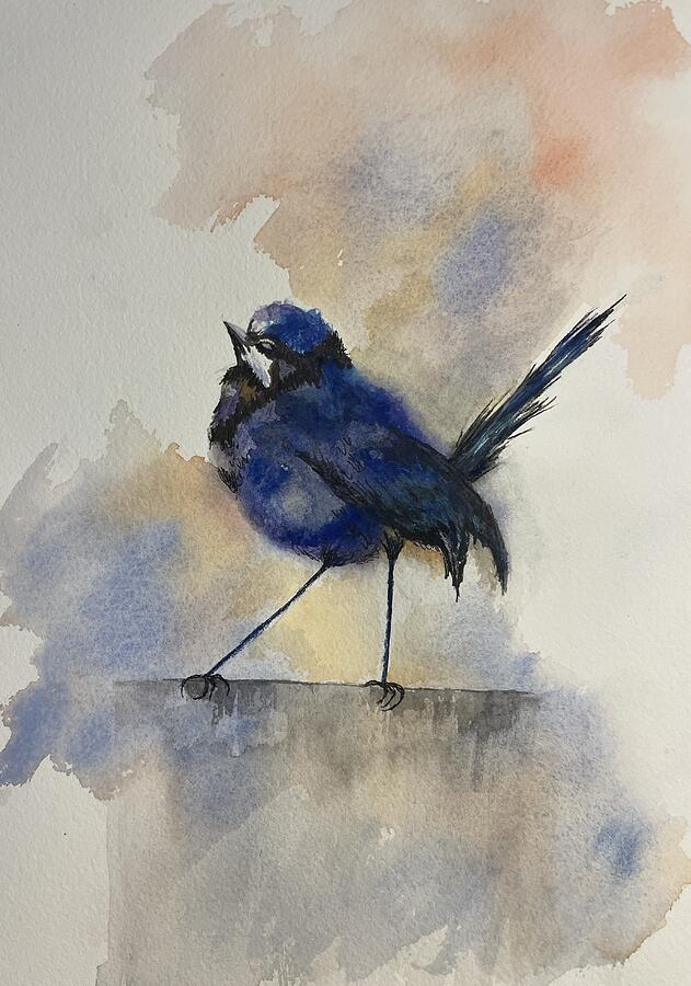 Little Ballerina a Fairy Wren Painting by Judy Strickland