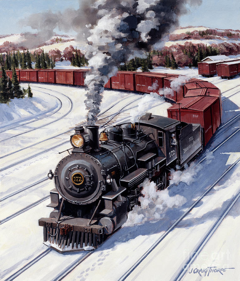 Locomotives - Maines Bangor And Aroostook Railroad 2-8-0 Type Engine Number 172 Painting by J Craig Thorpe