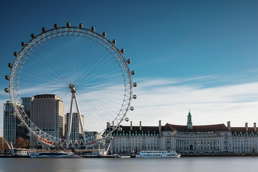 London eye  and County Hall viewed from across the Thames Photograph by Charnwood Photography Fine Art
