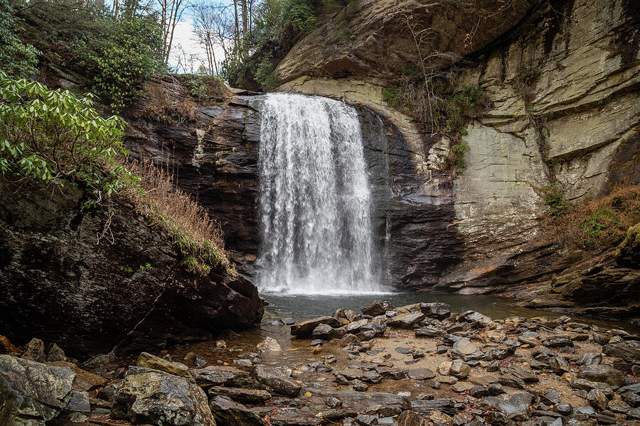 Scenic Waterfall in Forested Area Photograph - Looking Glass Falls 47 by Cindy Robinson